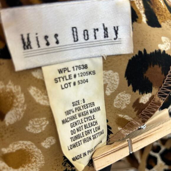 Leopard Animal Print Vintage midi Dress Sz 8 Mobwife Old Money Classic - Picture 8 of 9